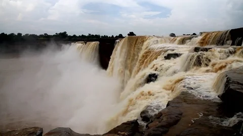The Chitrakoot natural waterfall Stock Footage 80795767