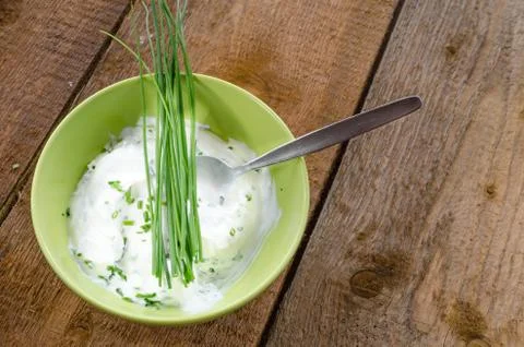 Chive dressing, sauce Stock Photos