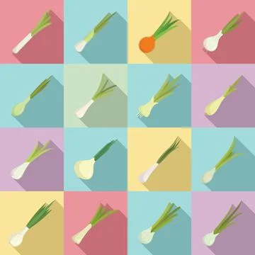 Chives icons set flat vector. Agriculture farming Illustrazione stock