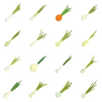 Chives icons set flat vector. Agriculture farming Stock Illustration