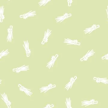 Chives onion line vector seamless pattern Stock Illustration