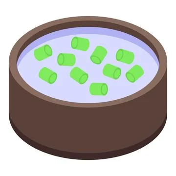 Chives soup icon isometric vector. Fresh onion Stock Illustration
