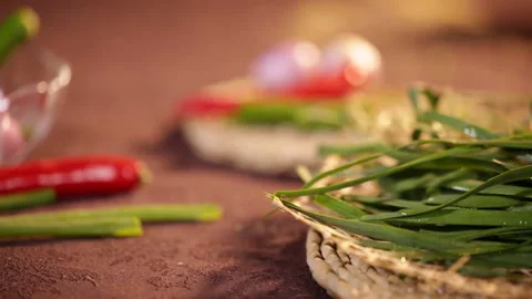 Chives, spring vegetables (6) Stock Footage 202258740