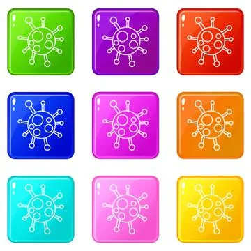Chlamydia virus icons set 9 color collection Stock Illustration