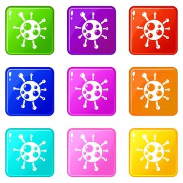 Chlamydia virus icons set 9 color collection Stock Illustration