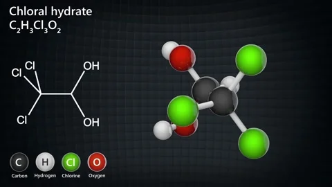 Chloral hydrate. C2H3Cl3O2. Seamless loop. Stock Footage 154244521