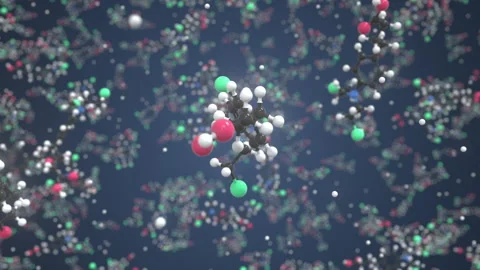 Chlorambucil molecule. Molecular model. Looping seamless 3d animation Stock Footage 153331606