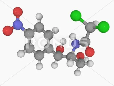 Chloramphenicol drug molecule Stock Illustration
