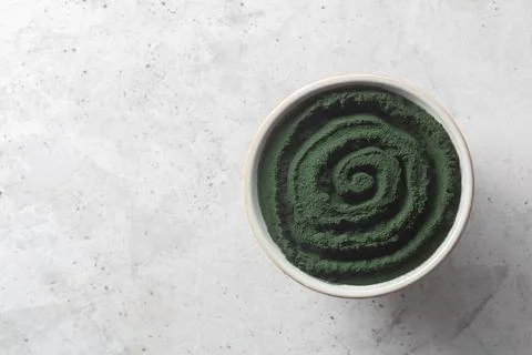 Chlorella or spirulina single celled green algae. Detox superfood on the co.. Stock Photos