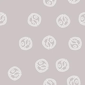 Chlorella seaweed line vector seamless pattern Illustrazione stock