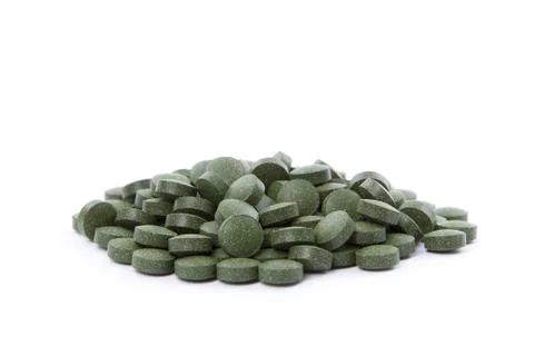 Chlorella tablets Stock Photos