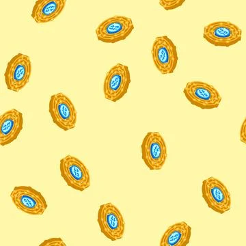 Chlorine atom bleach isometric icon seamless pattern イラスト素材