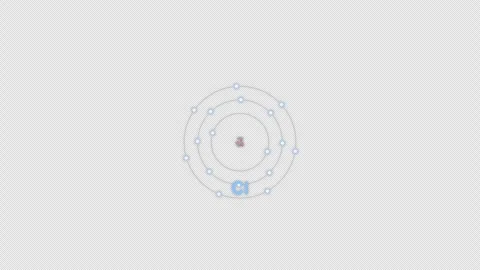 Chlorine Cl Bohr Atom Model Clean No Text Animation Video Overlay Alpha 4K 動画素材 339371359