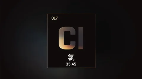 Chlorine as Element 17 of the Periodic Table 3D animation on grey background 스톡 동영상 126460583