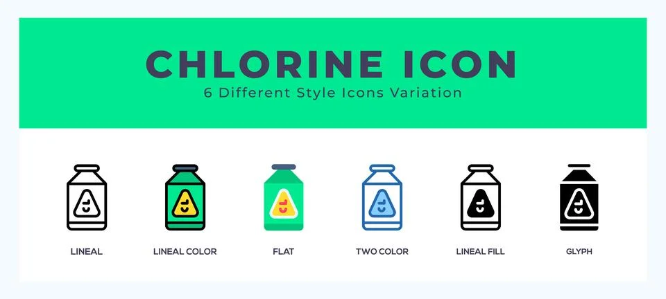 Chlorine icon set. Design elements for logo Stock Illustration