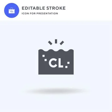 Chlorine icon vector, filled flat sign, solid pictogram isolated on white, lo Stock Illustration