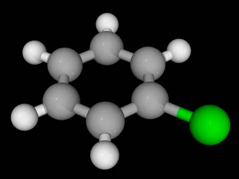 Chlorobenzene molecule Ilustração Stock