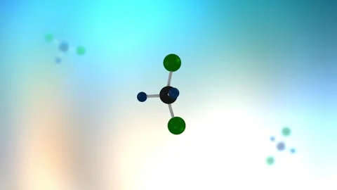 Chlorofluorocarbon Molecule or Particle Floating in Microscopic World Stock Footage 337955181