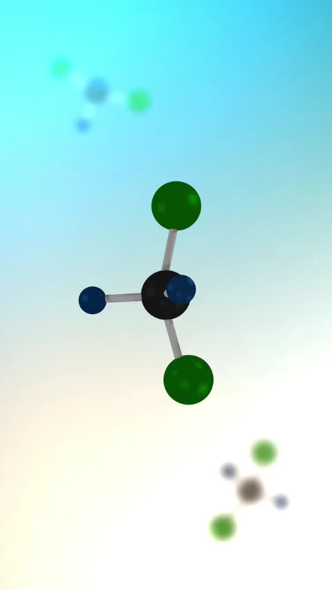 Chlorofluorocarbon Molecule or Particle Floating in Microscopic World - Vert Stock Footage 337955189