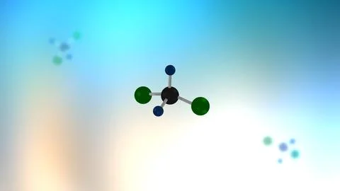 Chlorofluorocarbon Molecule or Particle Floating in Microscopic World 00000 Stock Illustration