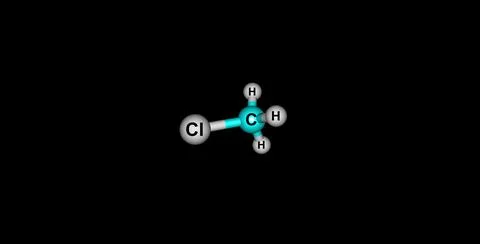 Chloromethane molecular structure isolated on black Stock Illustration