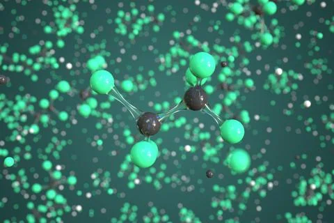 Chloropentafluoroethane molecule made with balls, scientific molecular model Stock Illustration