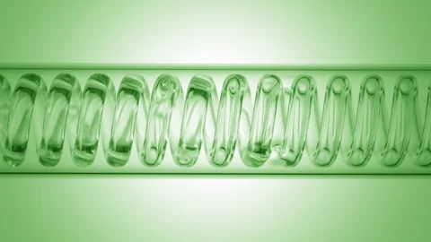 Chlorophyll solution in horizontal coil condenser for cosmetic Stock Footage 325458341
