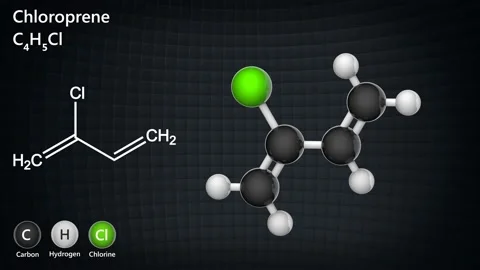 Chloroprene. C4H5Cl. Seamless loop. Video stock 154244847