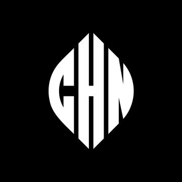 CHN circle letter logo design with circle and ellipse shape. CHN ellipse lett Stock Illustration