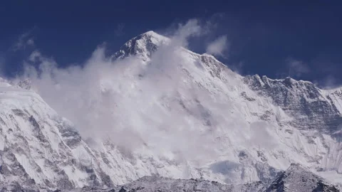 Cho Oyu Peak Clouds Himalayas Mountains Nepal 4k Stock Footage 89113044