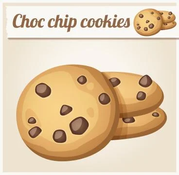 Choc chip cookies. Detailed Vector Icon イラスト素材