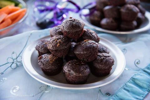 Choc Muffins 스톡 사진