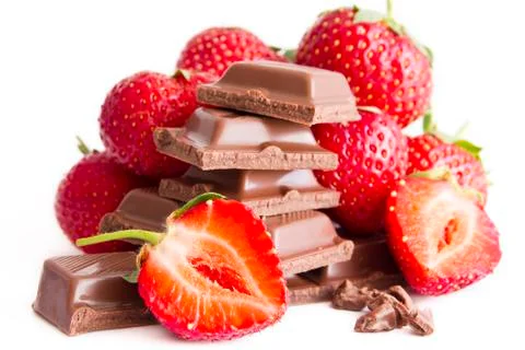 Chocholate with strawberry cream Stock Photos