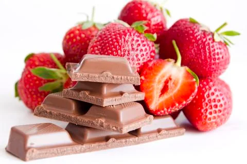Chocholate with strawberry cream Stock Photos