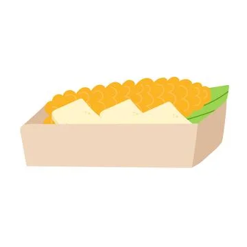 Choclo con queso - Peruvian dish of hot big corn and salty Andean cheese. Stock Illustration
