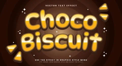 Choco Biscuit Snack Style Editable Text effect Illustrazione stock