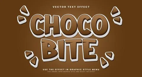 Choco Bite 3d editable text effect Template Stock Illustration