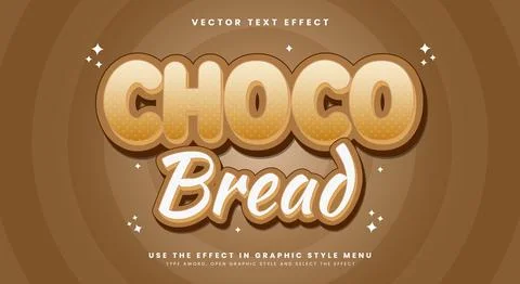 Choco Bread 3d editable Text effect Template Illustrazione stock