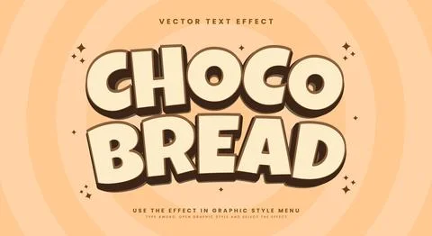 Choco Bread 3d editable Text Effect Template Stock Illustration