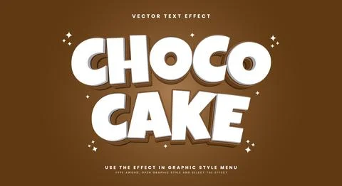 Choco Cake 3D Cartoon style editable text effect Stock Illustration