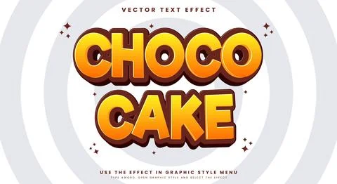 Choco Cake 3d editable text effect template Stock Illustration