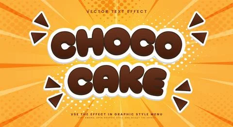 Choco cake 3d editable text effect template Stock Illustration