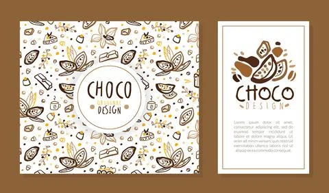 Choco Card Template Original Design, Sweet Chocolate Business Card, Brochure イラスト素材