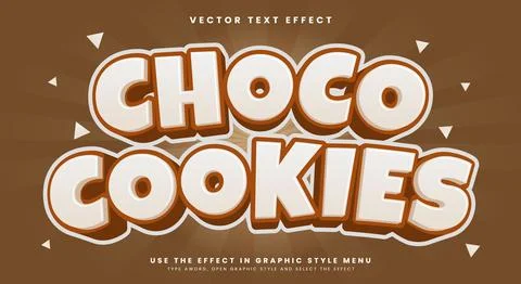 Choco Cookies 3D editable text effect Stock Illustration
