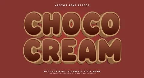 Choco Cream 3d editable text effect template Stock Illustration