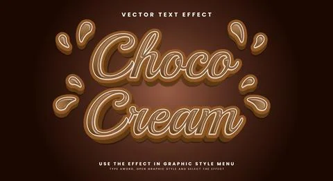 Choco Cream 3d editable text effect template Stock Illustration