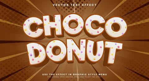 Choco Donut 3d editable text effect Stock Illustration