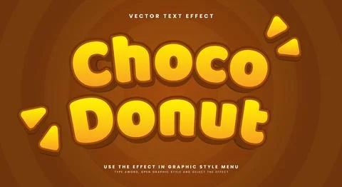 Choco Donut 3d editable text effect Stock Illustration