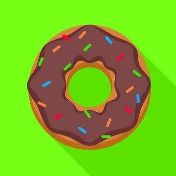 Choco donut icon, flat style 库存插图