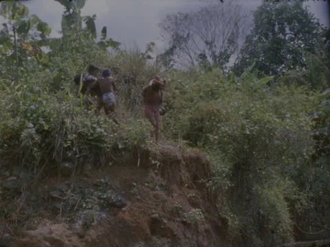 Choco Indian children jump into river to swim and play. Stock Footage 148126814